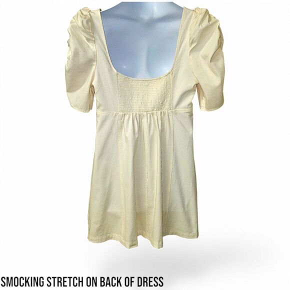 FREE PEOPLE Cheyenne Daytime Denim Ivory Mini Dress Size Large - Picture 10 of 16